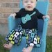 Boys Outfit - Rock N Roll Guitar Set - Shirt and Pant Set - Black Blue Teal Green - Boys Pant outfit - Toddler - Baby - Boy