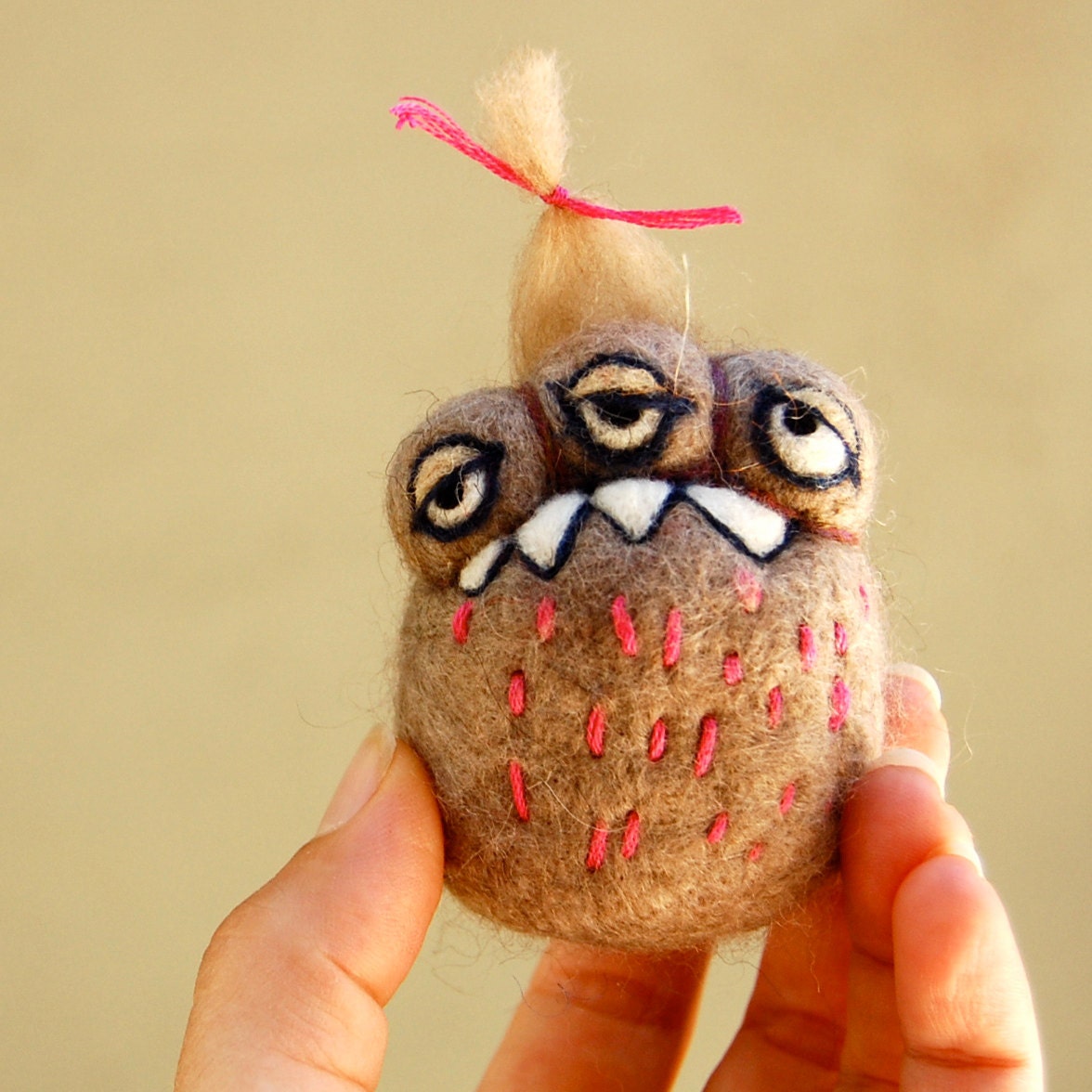Deluxe Cashmere Cute Girl Monster Egg WOOLY OOAK Ready to Ship
