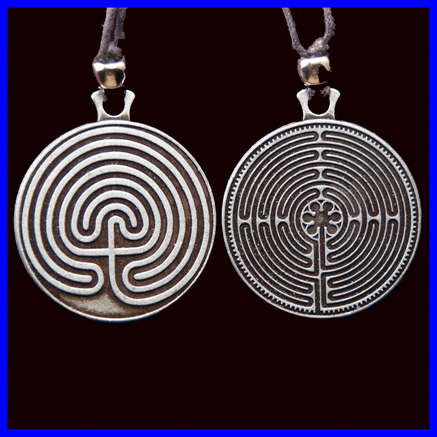 Labyrinth Pendant- Pewter Tone- 2 Sided - %20 Off - - SALE - sale - SALE - sale - SALE -
