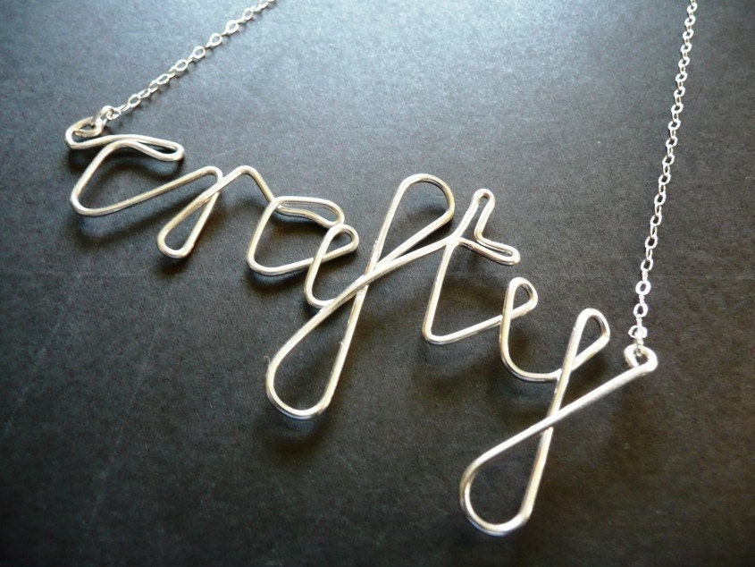 Necklace. Modern Contemporary Simple Sleek Elegant Design. Sterling Silver Jewelry. Handmade by Epheriell on Etsy. Custom. 7-10 letters.