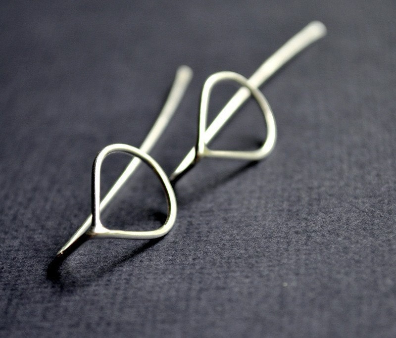 Long Raindrop Earrings. Handmade. Sterling Silver. Simple. Weather. Tear. Teardrop. Eco. Jewellery. Jewelry. Australia.