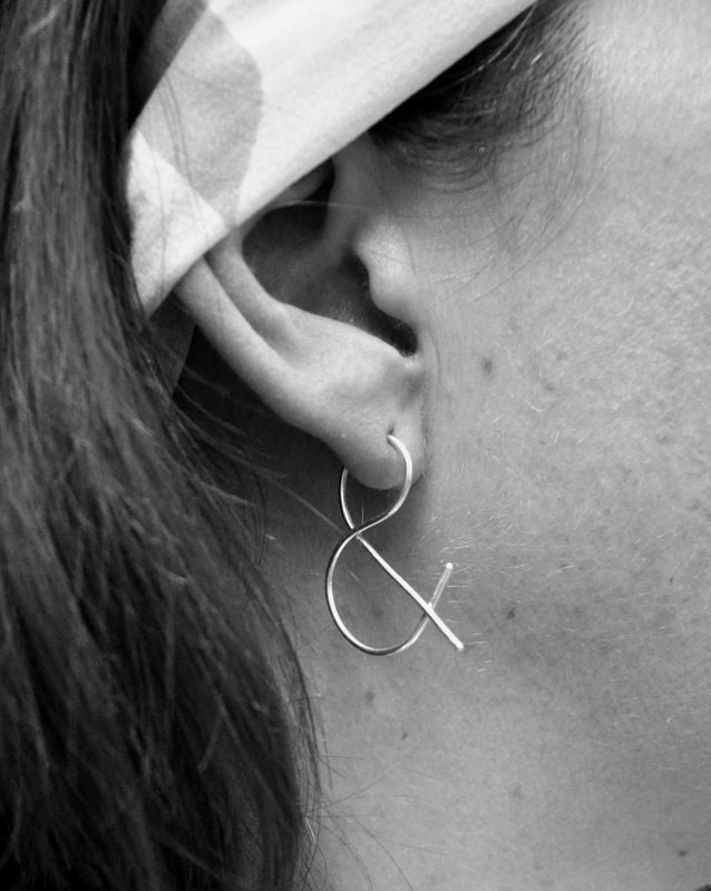 Earrings. Punctuation Collection. Ampersand. AND. Spelling, Word, Geek Style Modern Simple Sterling Silver. By Epheriell on Etsy.