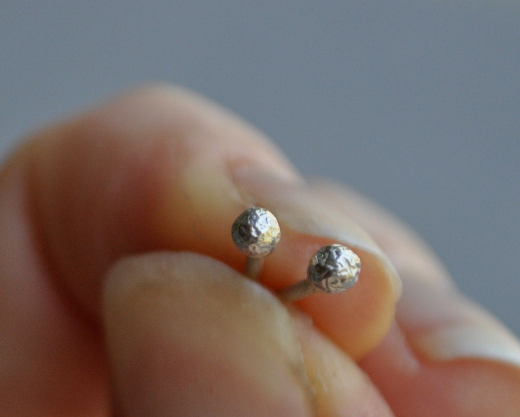 Earrings. Tiny Silver Studs. High Shine. Modern Contemporary Simple Elegant Design. Sterling Silver Jewelry. Handmade by Epheriell