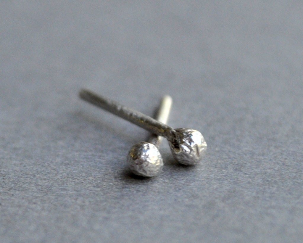 Earrings. Tiny Silver Studs. High Shine. Modern Contemporary Simple Elegant Design. Sterling Silver Jewelry. Handmade by Epheriell