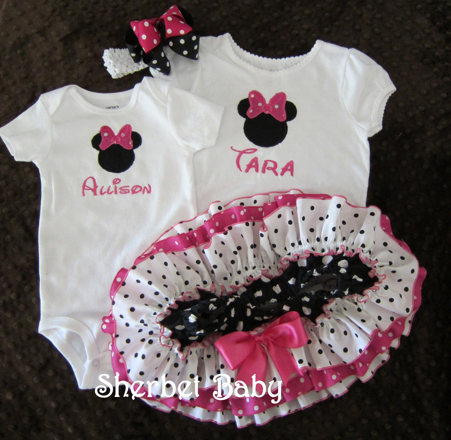 Original Sassy Pants All Around Ruffle Diaper Cover Bodysuit or Shirt Appliqued Minnie Mouse