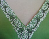 Classic Dress Vintage Green Sleeveless  Beaded Neckline Reminiscent of Jackie O