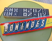 Vintage Dragon Dominoes Halsam And  Milton Bradley Two Boxes One With Colored Dots 1 Missing
