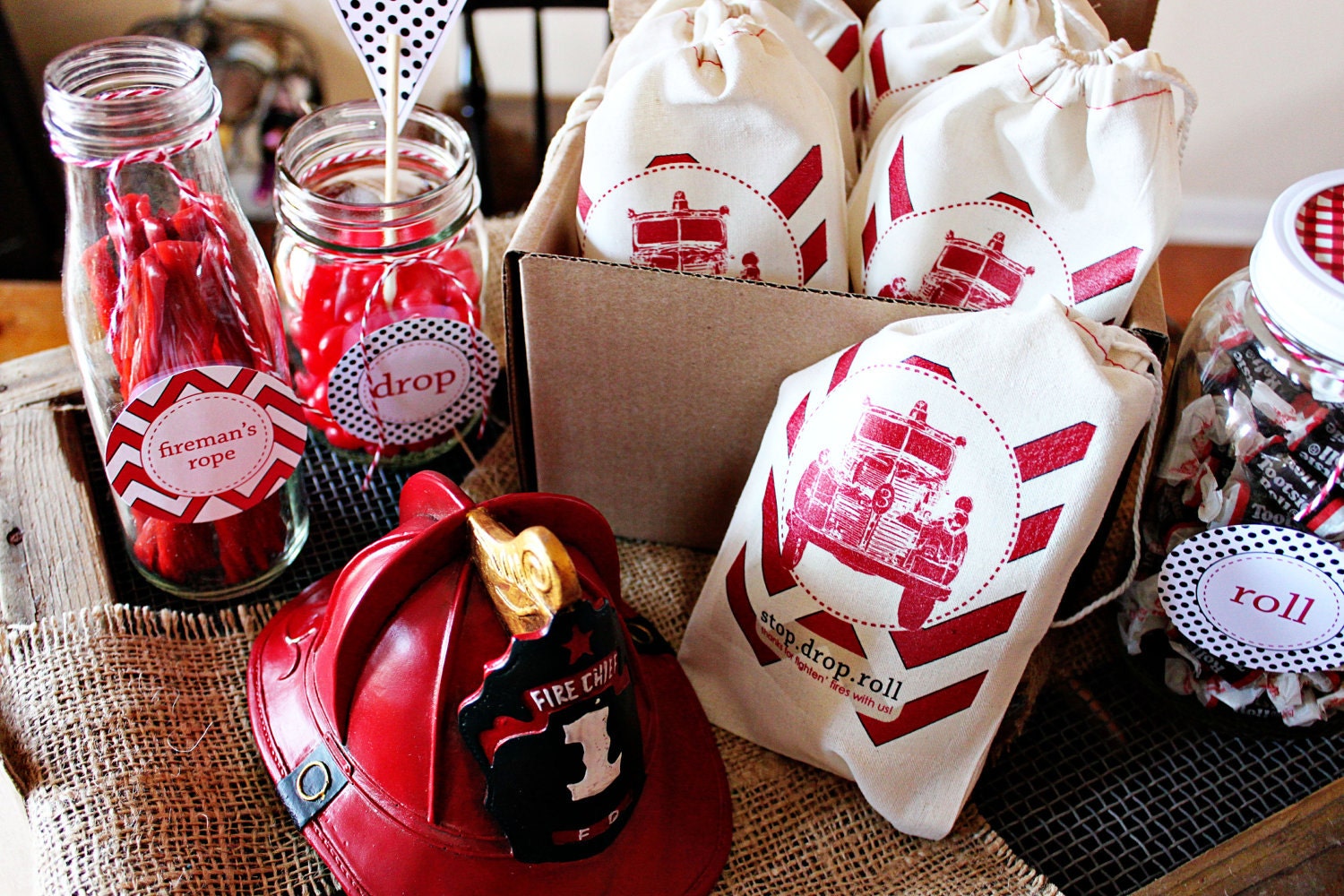 Firetruck tags - use as thank you, decor, or food/container signage