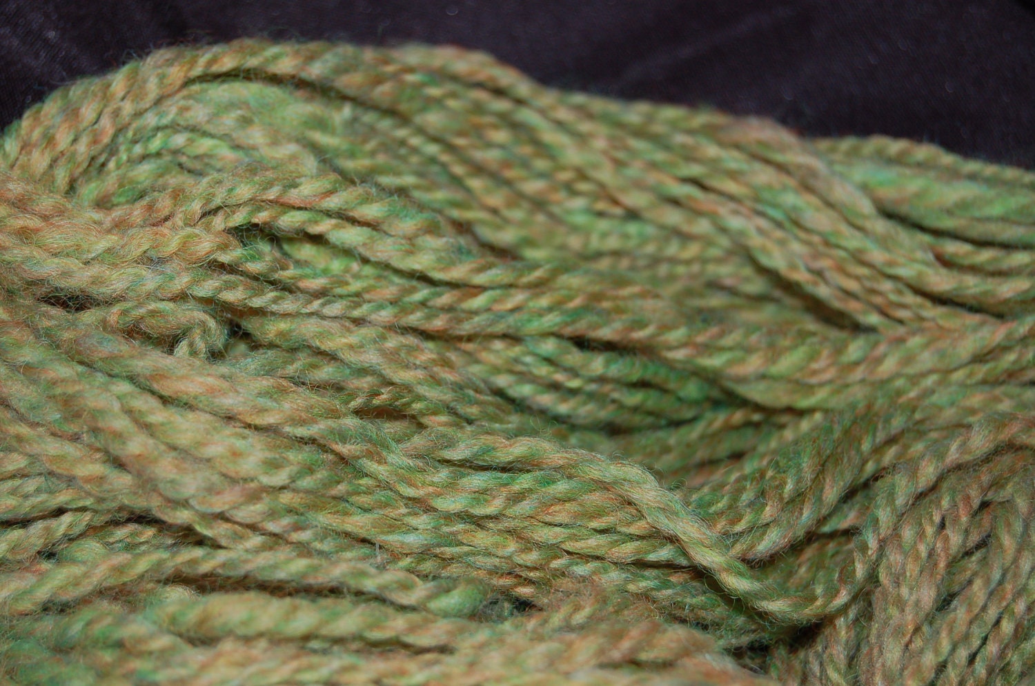 Handspun Yarn - Wool & Mohair - Green, Orange, Mahogany - Autumn Fern
