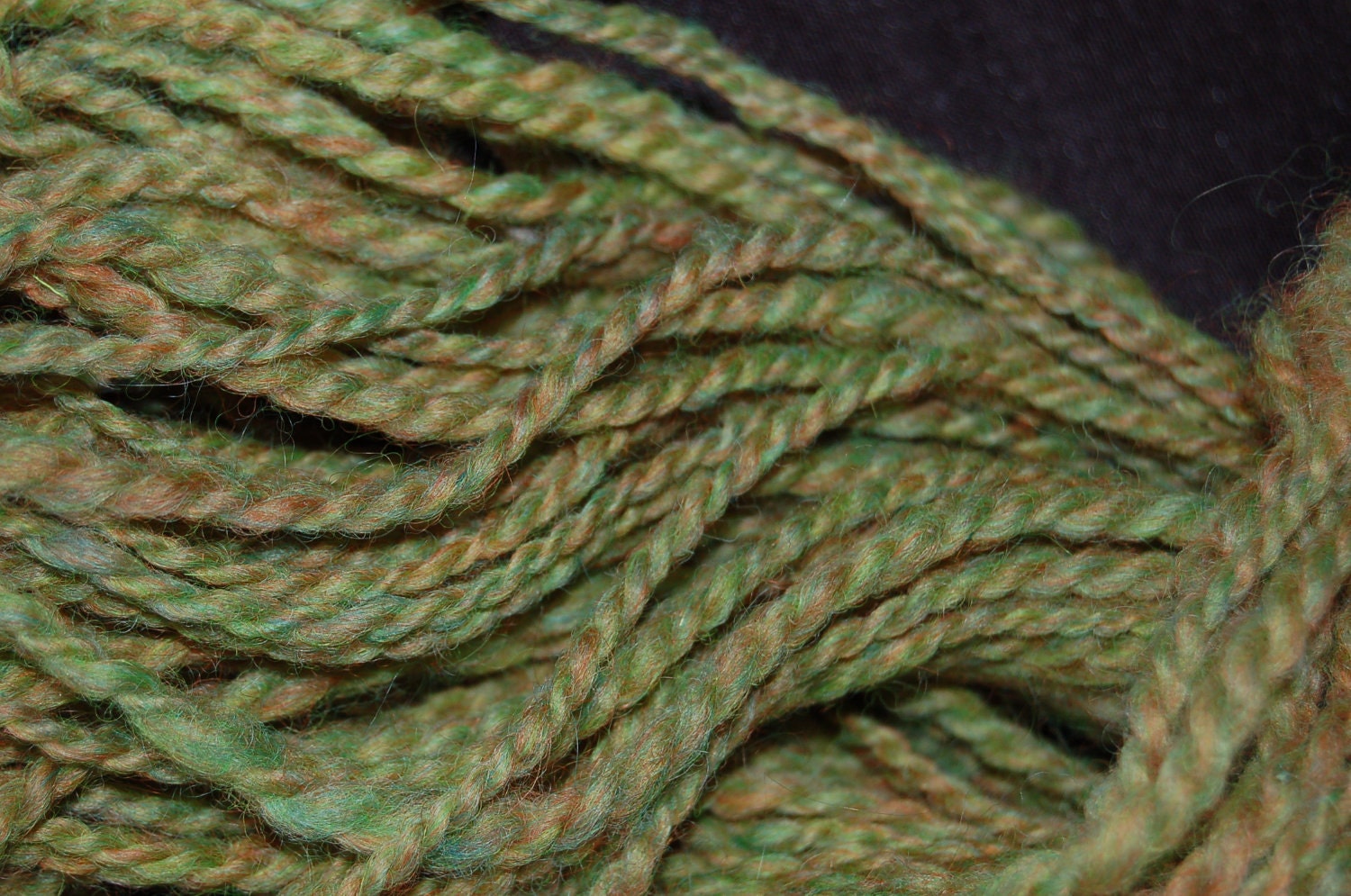 Handspun Yarn - Wool & Mohair - Green, Orange, Mahogany - Autumn Fern