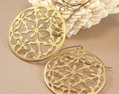 Exotic Gold Filigree Round Earrings Gold Filled Ear Wires - Door to Morocco - Handmade Vacation Fashion