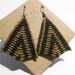 Black & Gold Bold Triangle Macramé Earrings - Modern Minimalist Geometric Design Jewelry