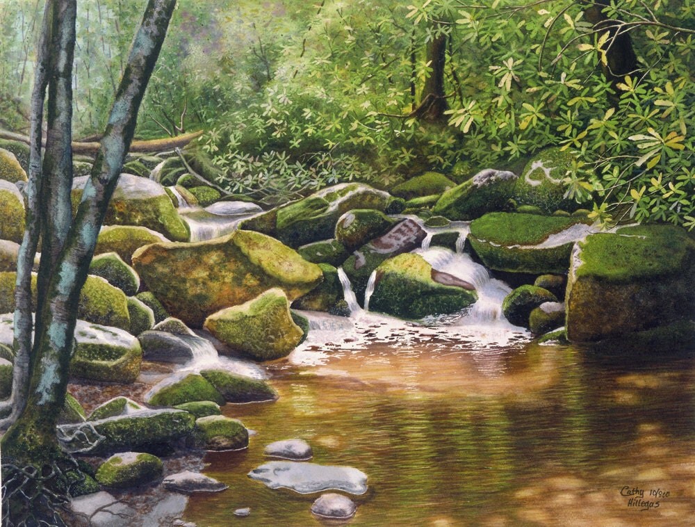 mountain stream painting