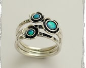 Botanical sterling silver gemstones ring with blue opals - Guess