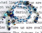 Beaded Bookmark in Blue White Silver with Flip Flop Charm BK-024-BWS