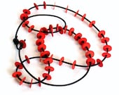 black and red necklace, modern jewelry, boho chic fashion, contemporary  design, eco friendly handmade original design by frankideas, - frankideas
