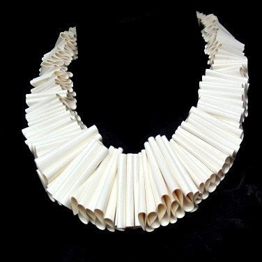 avant garde bib necklace, choker neckpiece, cream sculptural bib collar, architectural urban fashion statement necklace, PVC