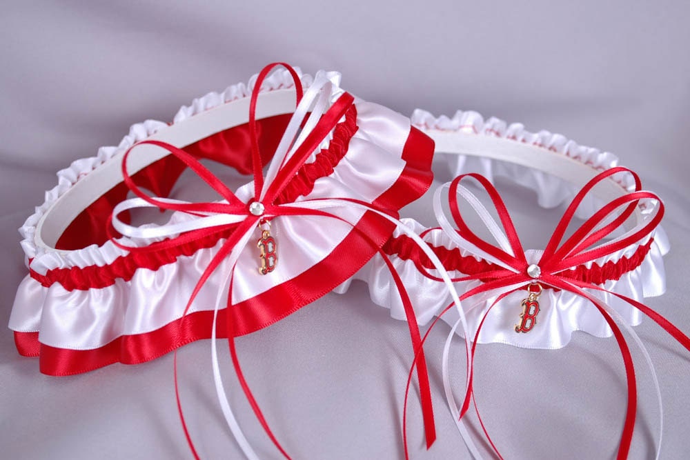 Spring Sale - Boston Red Sox Wedding Garter Set