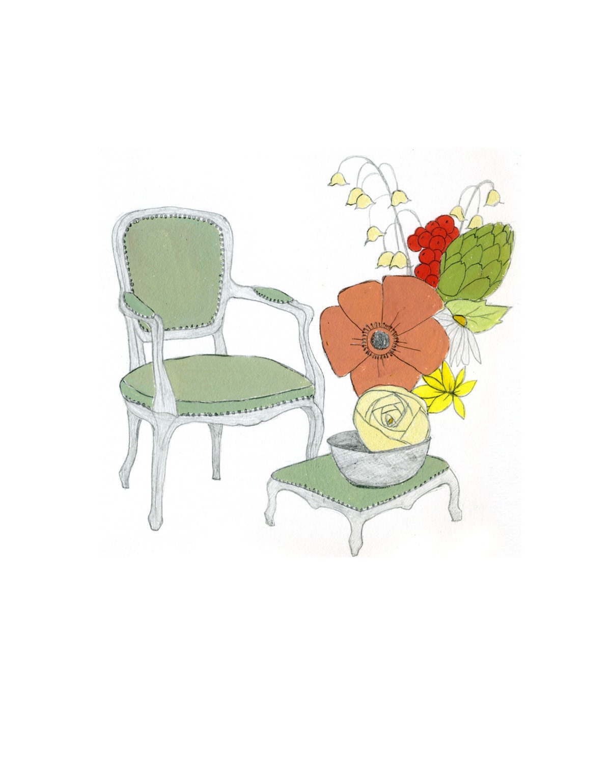 Chair, Flowers. limited edition 8x10 print.