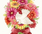 Gerber Daisies Bouquet -  8x10 ORIGINAL watercolor painting by Tracy Lizotte