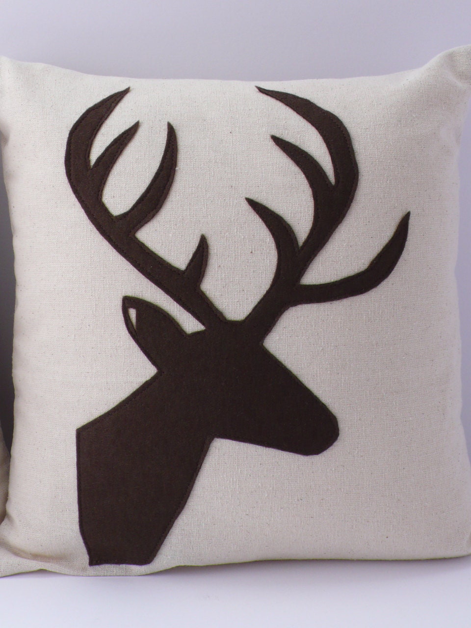 OH DEER, a Deer head Silhouette PAIR of pillows / cushions -- 14in (36cm) sq