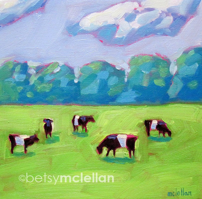 Cows - Belted Cows - Cow Art - Galloway Cows - Giclee Print