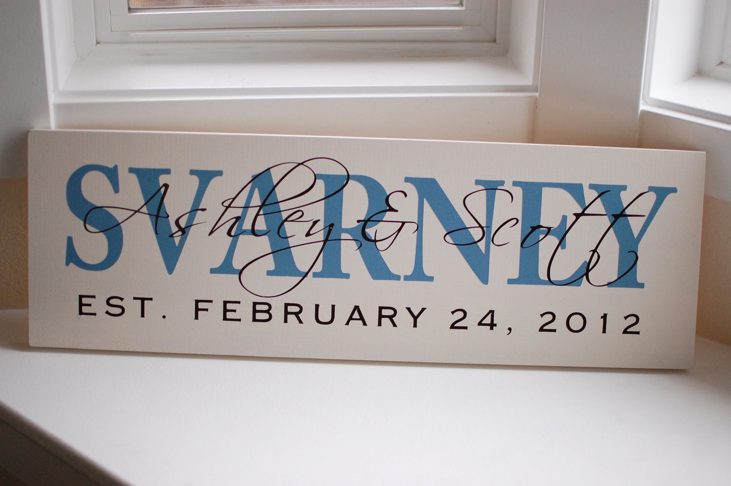 Personalized Family Name Sign Established Plaque Painted Wall Sign - 7x22 - ETS-22