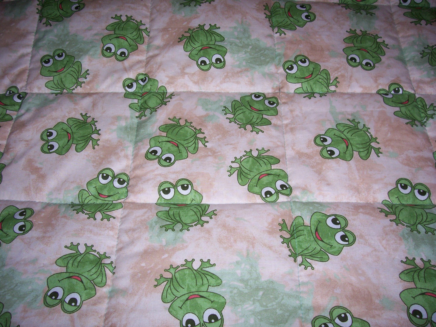 Handmade Baby Cute Frogs Cotton Baby/Toddler Or Senior Lap Quilt - Newly Made2013
