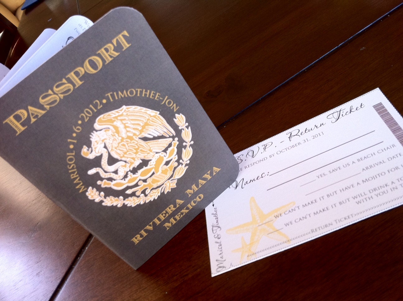 DEPOSIT Traditional Mexican Passport Wedding Invitation