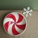 SALE small holiday red peppermint swirl bowl, seasonal candy dish, christmas decor for home, gift for hostess under 25