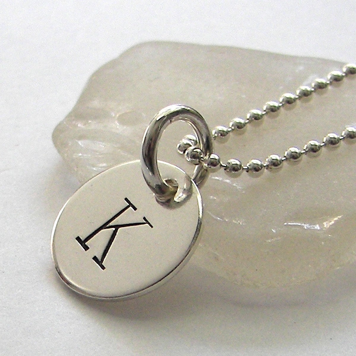 Personalized Itty Bitty Initial hand stamped thick sterling necklace