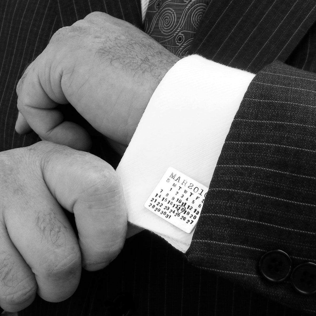 Cuff Links - Mark Your Calendar Cuff Links (tm) - personalized solid sterling silver
