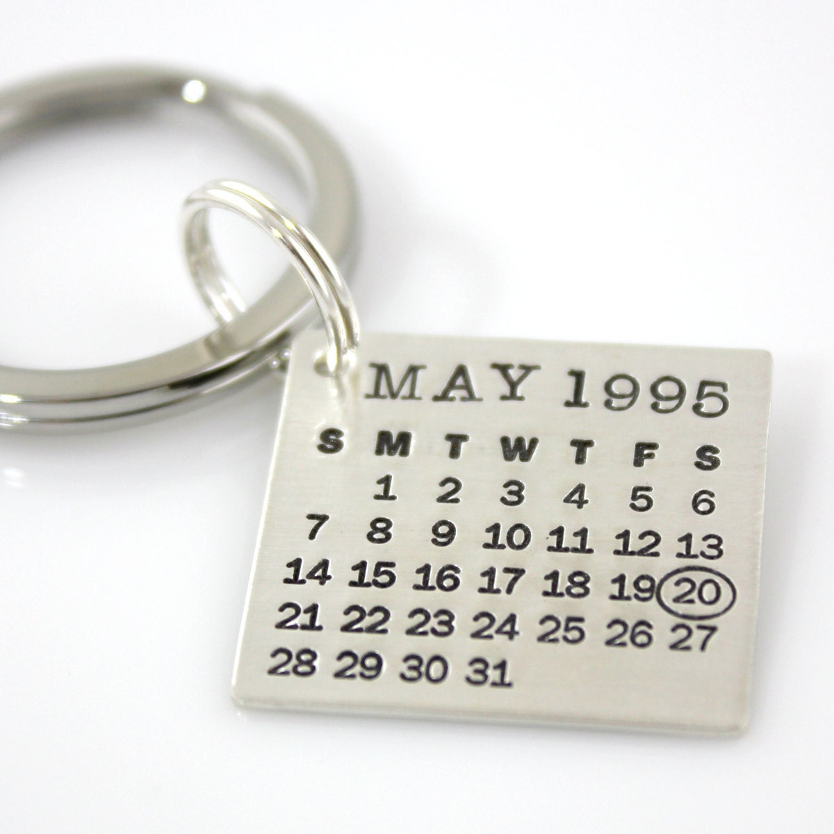 Keychain, hand stamped and personalized - Mark Your Calendar Keychain personalized sterling silver keychain