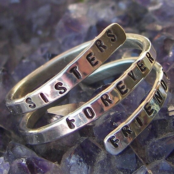 JUST BREATHE RING hand stamped sterling spiral ring
