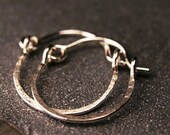 Sterling silver tiny hammered hoop earrings 1/2"