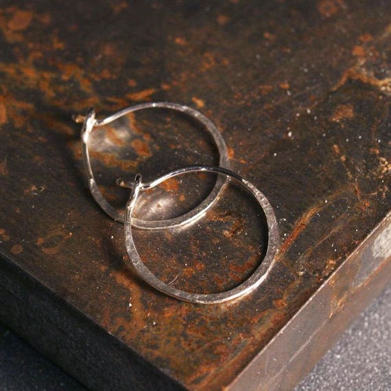 Sterling silver hammered hoops    READY TO SHIP
