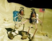 Autographed Personalized Photo of Dawn & Ray- Peanut People Astronuts - Astronauts Walk on the Moon