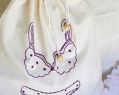 Customized lingerie bag, hand embroidered - choose your favorite color