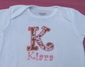 Boutique Custom Monogram Personalized Letter with name short Sleeved Onesie