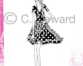 Fashion Girl Illustration.........Pink Black and White