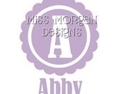 Personalized Name and Initial  iron on decal vinyl