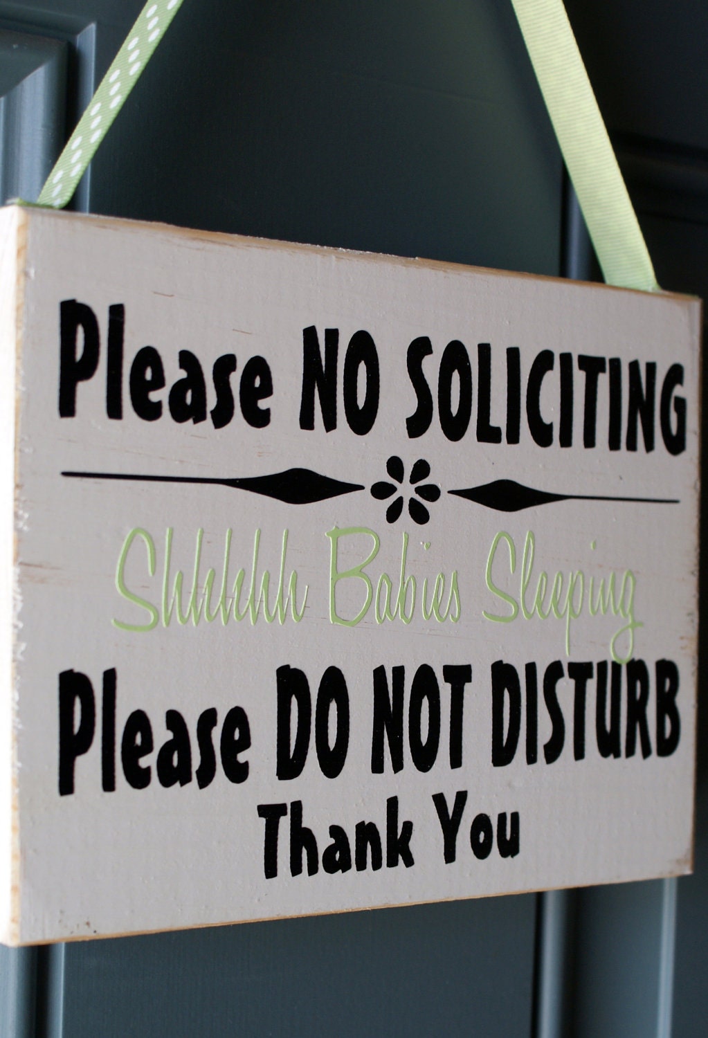 No Soliciting and Do Not Disturb Baby Sleeping door hanger - wood sign - gender neutral