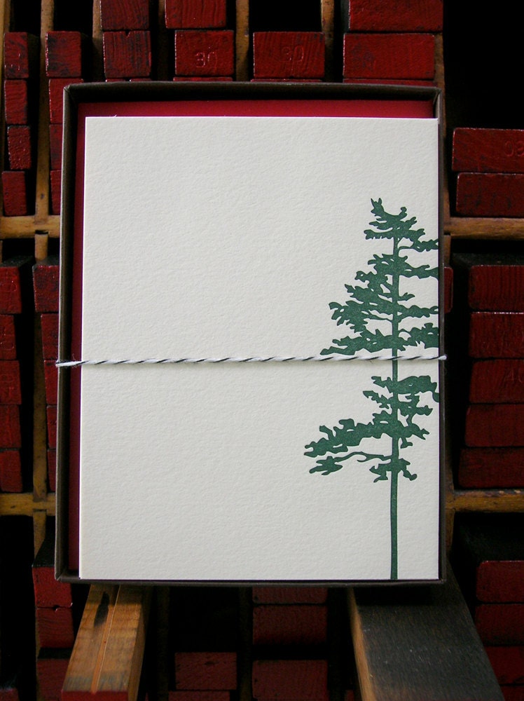 Pine Tree letterpress note cards