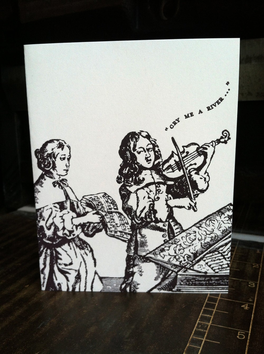 Cry Me A River letterpress card