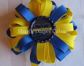 University of Michigan Bottlecap Loopy Bow on French Barrette