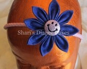 Purple Batik Fabric Kanzashi Flower Headband