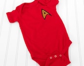 Great Baby Shower gift READY TO SHIP Onesie - Star Trek inspired sewn cotton applique for boys or girls