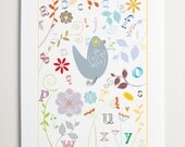 Wall Art, Nursery Wall Art, Alphabet Print, Alphabet Art, Nursery Print, Modernpop, Little Alphabet Garden
