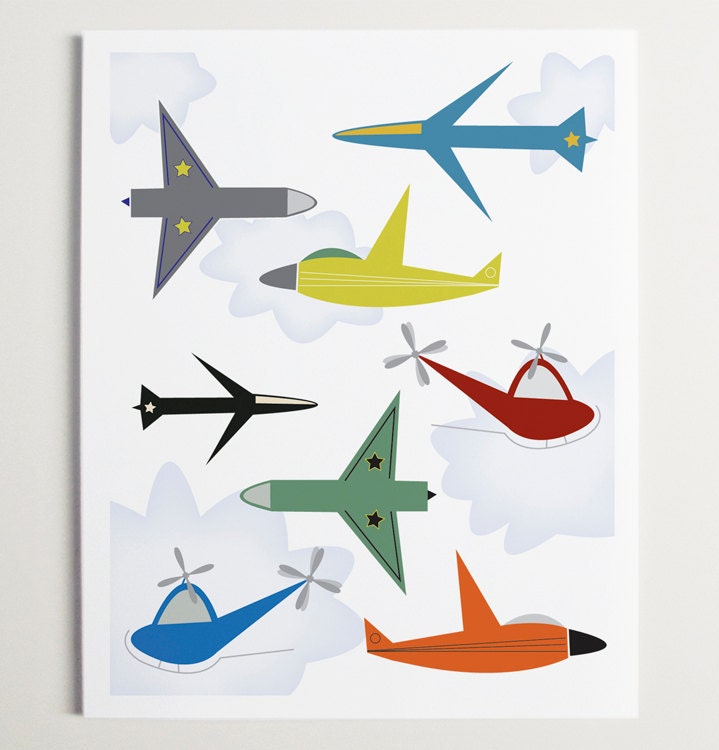 Wall Art, Nursery Wall Art, Airplane Print, Airplane Art, Nursery Print, Modernpop, Come Fly with Me - 11" x 14"
