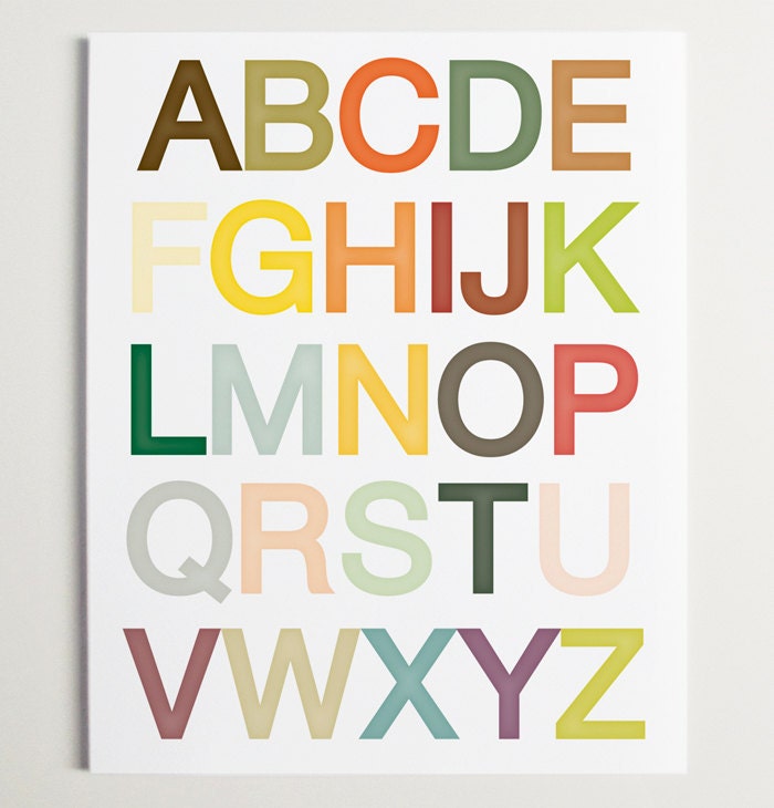 Alphabet Nursery Wall Art Print - 11" x 14" - Modern Nursery Art for Kids Room - Kids Room Art